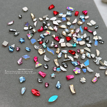100 τμχ Μίνι διακοσμητικά νυχιών με διαμάντι σε σχήμα κρυστάλλου με επίπεδο πάτο στρας μικτό χρώμα Γυαλί πολύτιμος λίθος DIY αξεσουάρ μανικιούρ
