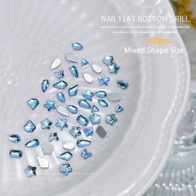 100 komada mini oblikovanih kristalnih dijamantnih ukrasa za nokte s ravnim dnom od kamenčića u mješovitim bojama od staklenog dragog kamenja DIY dodatak za manikuru