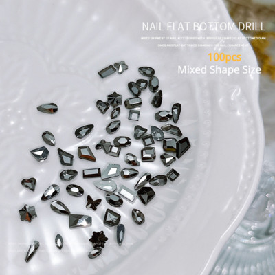 100 komada mini oblikovanih kristalnih dijamantnih ukrasa za nokte s ravnim dnom od kamenčića u mješovitim bojama od staklenog dragog kamenja DIY dodatak za manikuru