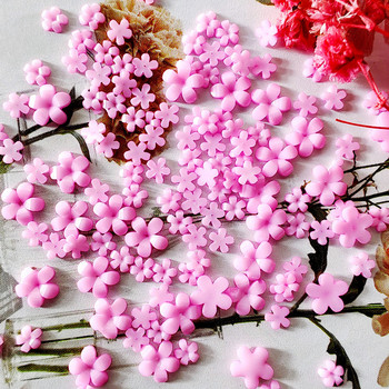 100 бр. Цветни малки цветя Талисмани за ноктопластика 3D смола 5 венчелистчета Цветни кристали Декорации за нокти Kawaii Аксесоари Маникюр Направи си сам