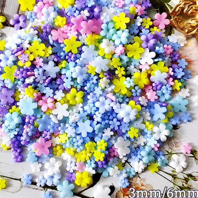 100gab Krāsaini mazi ziedi nagu mākslas piekariņi 3D sveķi 5ziedlapu ziedi, rhinestones nagu dekorācijas Kawaii aksesuāri manikīrs DIY