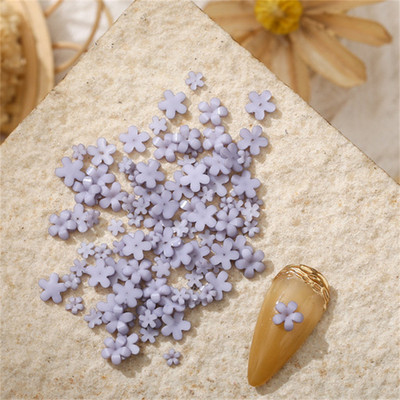 100gab Krāsaini mazi ziedi nagu mākslas piekariņi 3D sveķi 5ziedlapu ziedi, rhinestones nagu dekorācijas Kawaii aksesuāri manikīrs DIY