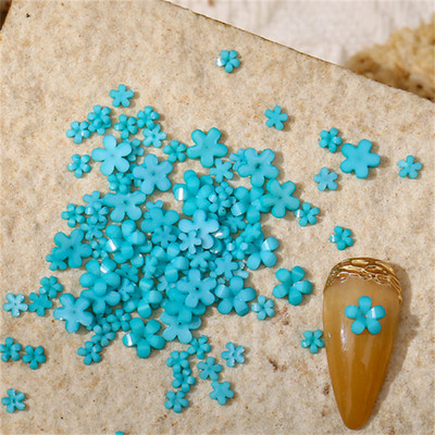 100gab Krāsaini mazi ziedi nagu mākslas piekariņi 3D sveķi 5ziedlapu ziedi, rhinestones nagu dekorācijas Kawaii aksesuāri manikīrs DIY