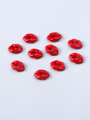 10PCS Елегантни талисмани за нокти с форма на червени устни Nail Art кристали Маникюр Бижута Аксесоари за нокти Декорации