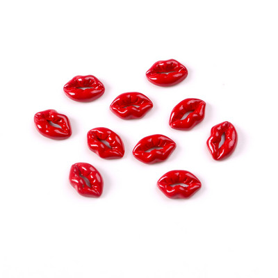 10GB Sarkana lūpu forma Eleganta nagu piekariņi nagu mākslas strasli Manikīrs Rotaslietas Nagu aksesuāri Dekorācijas