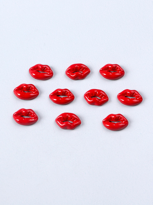 10GB Sarkana lūpu forma Eleganta nagu piekariņi nagu mākslas strasli Manikīrs Rotaslietas Nagu aksesuāri Dekorācijas