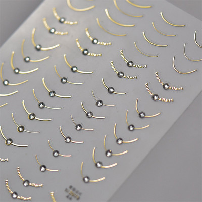 Pearl Love zelta sudraba ķēde augstas kvalitātes 5D kristāla dimanta nagu uzlīme nagu mākslas uzlīme dizaina manikīra rīks T-3112