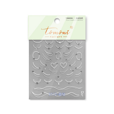 Pearl Love zelta sudraba ķēde augstas kvalitātes 5D kristāla dimanta nagu uzlīme nagu mākslas uzlīme dizaina manikīra rīks T-3112