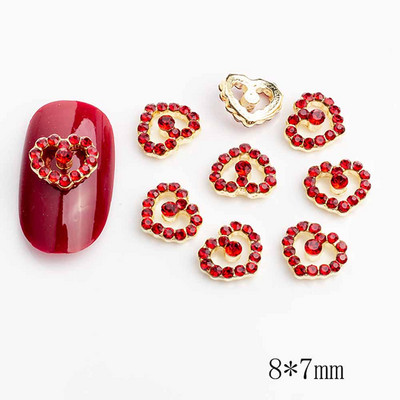 10 gab. Sudraba sirds sakausējuma nagu mākslas šarms 3D jūrnieks metāla dimanta pērle doba sirds mīlestība nagu rotaslietas grezni nagu aksesuāri