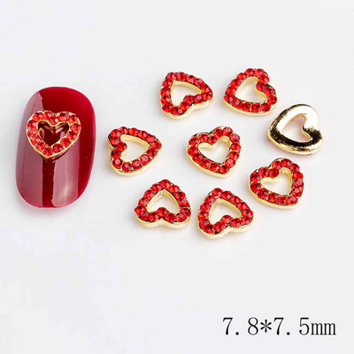 10 gab. Sudraba sirds sakausējuma nagu mākslas šarms 3D jūrnieks metāla dimanta pērle doba sirds mīlestība nagu rotaslietas grezni nagu aksesuāri