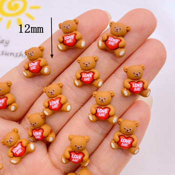 20 τμχ Cute Mini ρητίνης 3D Cartoon Love Brown Bear Nail Rhinestones Πολύτιμοι λίθοι Glitter Nail Art Κοσμήματα Μανικιούρ Διακοσμητικά νυχιών