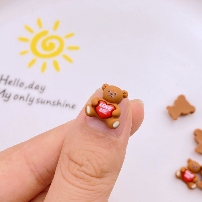 20gb Cute Resin Mini 3D Cartoon Love Brown Bear Nail Rhinestones Dārgakmeņi Glitter Nail Art Rotaslietas Manikīrs Nail Art Dekorācijas