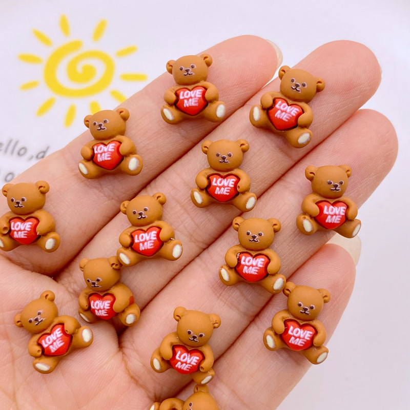 20gb Cute Resin Mini 3D Cartoon Love Brown Bear Nail Rhinestones Dārgakmeņi Glitter Nail Art Rotaslietas Manikīrs Nail Art Dekorācijas