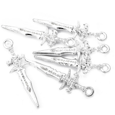 20gab sakausējuma nagu mākslas šarms 3D metāla sakausējums liela zobena nazis ieroči nagu rotaslietas DIY ķīniešu kung fu ieroču nagu aksesuāri