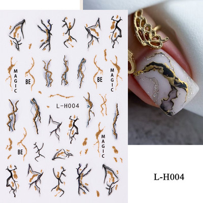 Violeta marmora dūmu nagi uzlīmes 3D zelta viļņu līnijas ziedi tauriņš pavasara dizaina uzlīmes manikīrs nagu mākslas slīdņi dekors