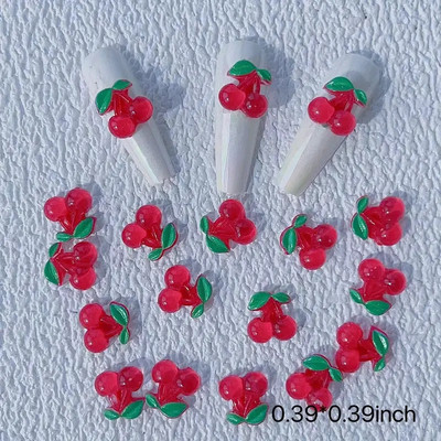 10 buc. Decorații de artă pentru unghii cu fructe din rășină Kawaii 3D Cireș roșu dulce, căpșuni, pepene verde, brelocuri pentru unghii, accesorii, apăsați pe unghii