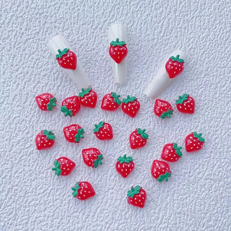 10 buc. Decorații de artă pentru unghii cu fructe din rășină Kawaii 3D Cireș roșu dulce, căpșuni, pepene verde, brelocuri pentru unghii, accesorii, apăsați pe unghii