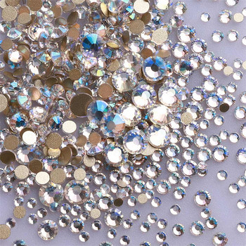 1440 τεμ/συσκευασία Μπλε σεληνόφως γυαλί στρας υψηλής ποιότητας Glitter Golden Bottom Stones Κόλλα σε διαμάντι για τέχνη νυχιών