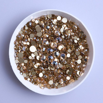 1440 τεμ/συσκευασία Μπλε σεληνόφως γυαλί στρας υψηλής ποιότητας Glitter Golden Bottom Stones Κόλλα σε διαμάντι για τέχνη νυχιών