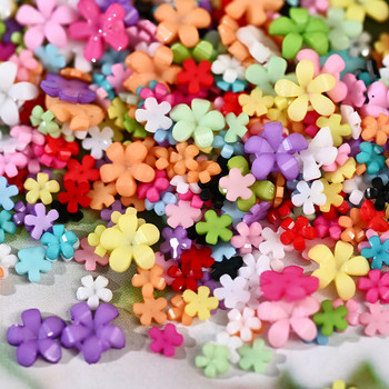 100 τμχ Πολύχρωμα ακρυλικά λουλούδια Γούρια νυχιών Τρισδιάστατη ρητίνη λουλούδι διακοσμητικά νυχιών floret στρασάκια νυχιών κοσμήματα μανικιούρ
