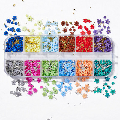 100 komada šarenih akrilnih cvjetnih privjesaka za nokte 3D cvjetni ukrasi od smole za nokte Cvjetići za nokte sa kamenčićima Nakit za manikuru