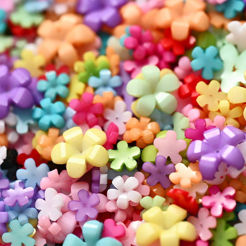 100 komada šarenih akrilnih cvjetnih privjesaka za nokte 3D cvjetni ukrasi od smole za nokte Cvjetići za nokte sa kamenčićima Nakit za manikuru