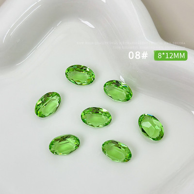 10 gab. Lieli ovāli nagu kristāla rotaslietas ar smailu dibenu, burvīgi dimanta rotājumi. Luksusa augstas caurspīdīguma manikīra rotājumi