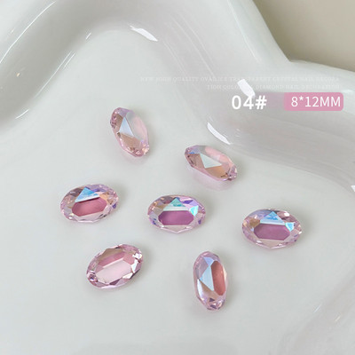 10 gab. Lieli ovāli nagu kristāla rotaslietas ar smailu dibenu, burvīgi dimanta rotājumi. Luksusa augstas caurspīdīguma manikīra rotājumi