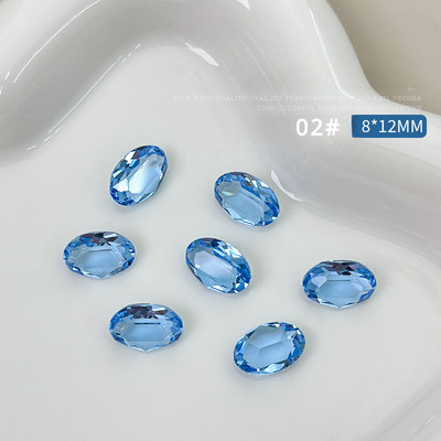 10 gab. Lieli ovāli nagu kristāla rotaslietas ar smailu dibenu, burvīgi dimanta rotājumi. Luksusa augstas caurspīdīguma manikīra rotājumi