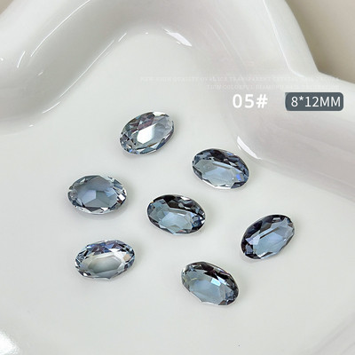 10 gab. Lieli ovāli nagu kristāla rotaslietas ar smailu dibenu, burvīgi dimanta rotājumi. Luksusa augstas caurspīdīguma manikīra rotājumi