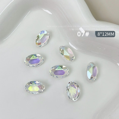 10 gab. Lieli ovāli nagu kristāla rotaslietas ar smailu dibenu, burvīgi dimanta rotājumi. Luksusa augstas caurspīdīguma manikīra rotājumi