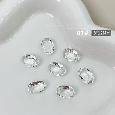 10 gab. Lieli ovāli nagu kristāla rotaslietas ar smailu dibenu, burvīgi dimanta rotājumi. Luksusa augstas caurspīdīguma manikīra rotājumi