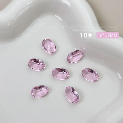 10 gab. Lieli ovāli nagu kristāla rotaslietas ar smailu dibenu, burvīgi dimanta rotājumi. Luksusa augstas caurspīdīguma manikīra rotājumi