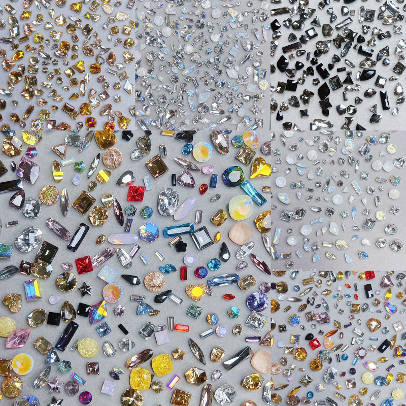 50Pcs/Lot Multi-Shapes Nail Art Svjetlucavi kamenčići Sjajno staklo sa zašiljenom stražnjom stranom DIY Dragulji Kamenje za Nail Art 3D Dodaci Privjesci