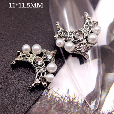 10GAB Luksusa sakausējuma nagu mākslas planēta Rhinestone piekariņi Nagi dekorēšanas piederumi Planet Cross Juvelierizstrādājumu aksesuāri Manikīra daļas