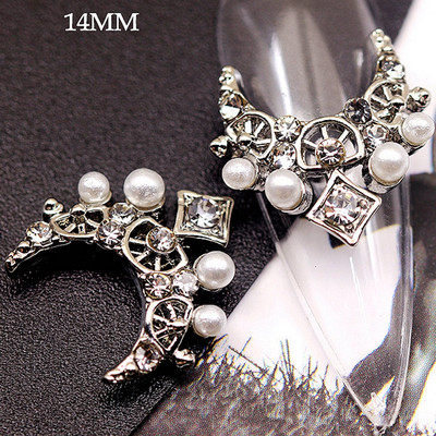 10GAB Luksusa sakausējuma nagu mākslas planēta Rhinestone piekariņi Nagi dekorēšanas piederumi Planet Cross Juvelierizstrādājumu aksesuāri Manikīra daļas