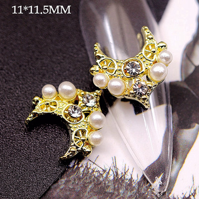 10GAB Luksusa sakausējuma nagu mākslas planēta Rhinestone piekariņi Nagi dekorēšanas piederumi Planet Cross Juvelierizstrādājumu aksesuāri Manikīra daļas