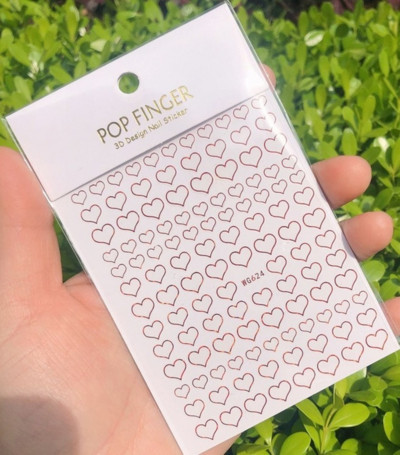 Nagu mākslas uzlīmes Sirds 3D nagu uzlīme Zelta sudraba melna Seksīgi sarkana nagu dizaina uzlīme ar mirdzošu pūdera nagu aksesuāriem