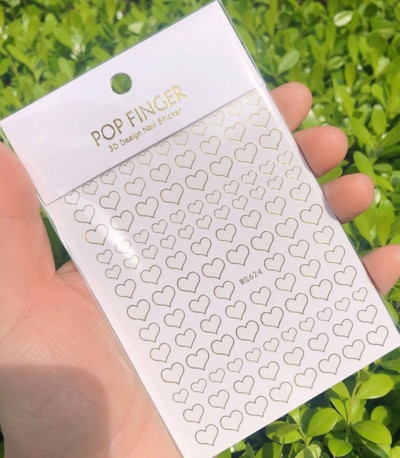 Nagu mākslas uzlīmes Sirds 3D nagu uzlīme Zelta sudraba melna Seksīgi sarkana nagu dizaina uzlīme ar mirdzošu pūdera nagu aksesuāriem