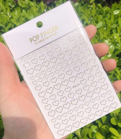 Nagu mākslas uzlīmes Sirds 3D nagu uzlīme Zelta sudraba melna Seksīgi sarkana nagu dizaina uzlīme ar mirdzošu pūdera nagu aksesuāriem