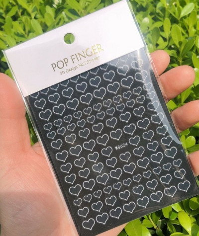 Nagu mākslas uzlīmes Sirds 3D nagu uzlīme Zelta sudraba melna Seksīgi sarkana nagu dizaina uzlīme ar mirdzošu pūdera nagu aksesuāriem