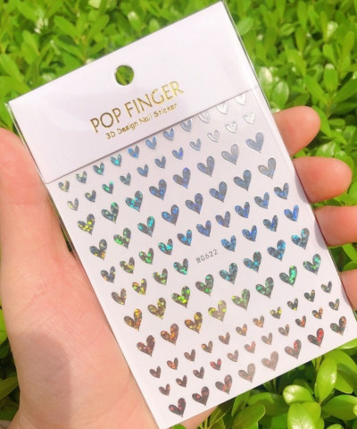 Nagu mākslas uzlīmes Sirds 3D nagu uzlīme Zelta sudraba melna Seksīgi sarkana nagu dizaina uzlīme ar mirdzošu pūdera nagu aksesuāriem