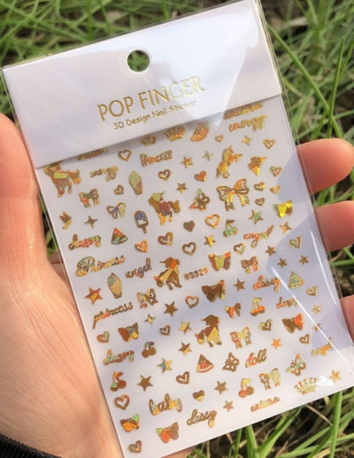 Nagu mākslas uzlīmes Sirds 3D nagu uzlīme Zelta sudraba melna Seksīgi sarkana nagu dizaina uzlīme ar mirdzošu pūdera nagu aksesuāriem