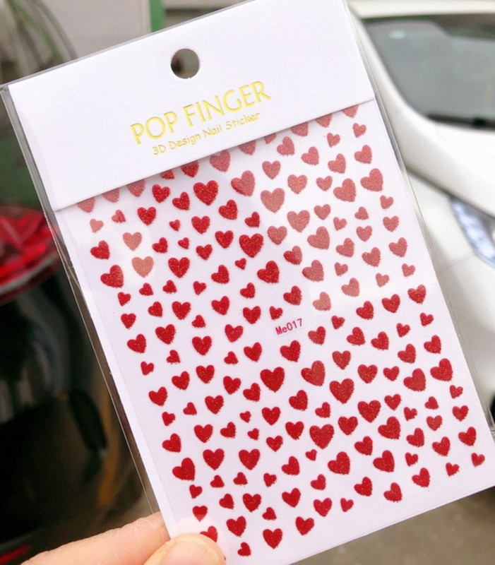 Nagu mākslas uzlīmes Sirds 3D nagu uzlīme Zelta sudraba melna Seksīgi sarkana nagu dizaina uzlīme ar mirdzošu pūdera nagu aksesuāriem