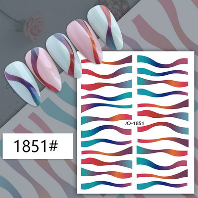 3D nagu mākslas uzlīmes zelta viļņu līnija marmora zila ģeometrija abstrakti ziedi nagu mākslas slīdņi uzlīmes folijas manikīra dekorācijas