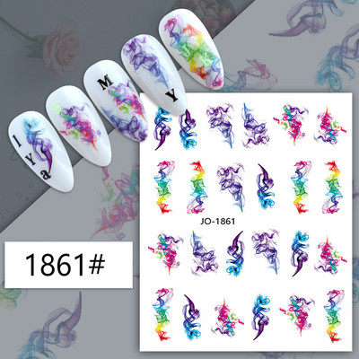 3D nagu mākslas uzlīmes zelta viļņu līnija marmora zila ģeometrija abstrakti ziedi nagu mākslas slīdņi uzlīmes folijas manikīra dekorācijas