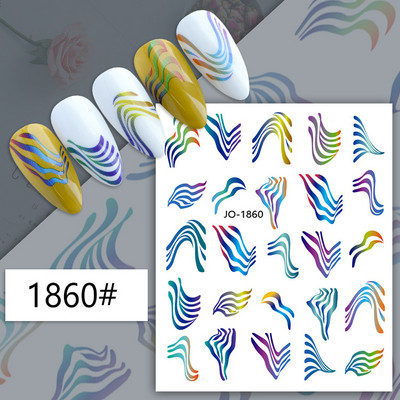 3D nagu mākslas uzlīmes zelta viļņu līnija marmora zila ģeometrija abstrakti ziedi nagu mākslas slīdņi uzlīmes folijas manikīra dekorācijas