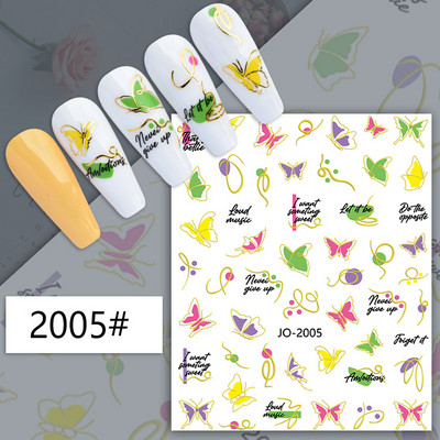 3D nagu mākslas uzlīmes zelta viļņu līnija marmora zila ģeometrija abstrakti ziedi nagu mākslas slīdņi uzlīmes folijas manikīra dekorācijas