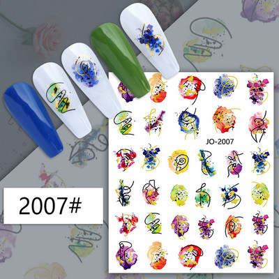 3D nagu mākslas uzlīmes zelta viļņu līnija marmora zila ģeometrija abstrakti ziedi nagu mākslas slīdņi uzlīmes folijas manikīra dekorācijas