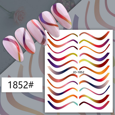 3D nagu mākslas uzlīmes zelta viļņu līnija marmora zila ģeometrija abstrakti ziedi nagu mākslas slīdņi uzlīmes folijas manikīra dekorācijas